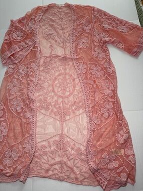 Do everything in love Sheer Lace Overlay Top - Coral